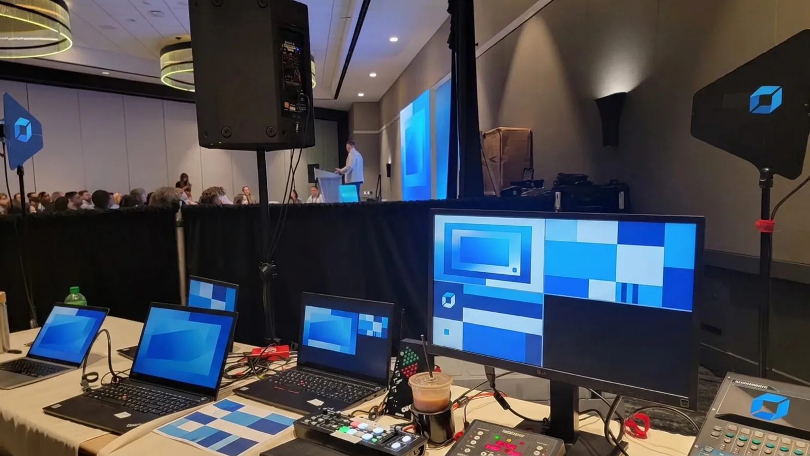 Audio and playback position supporting a speaker in a corporate meeting room